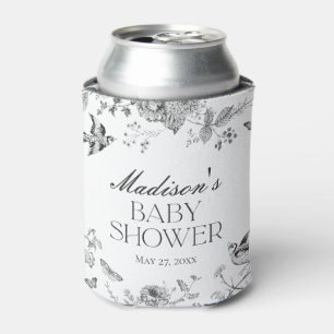 Porta-lata Chuva de Bebê Floral Vintage Toile De Jouy Preto