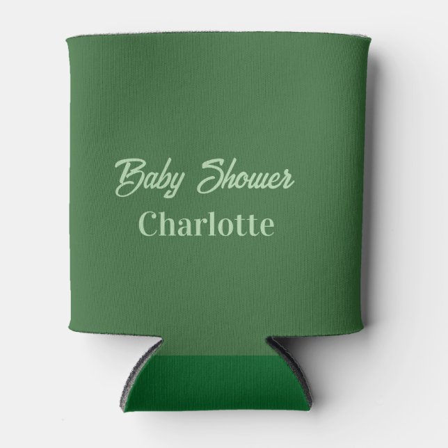 Porta-lata Chuva de bebê floresta verde pastel nome simplesmi (Frente)