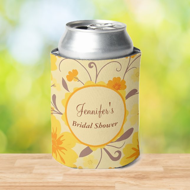 Porta-lata Chuva de Bênçãos - Flores Retrô de Sol (Bridal Shower-Retro Sunshine Floral- Can Cooler )