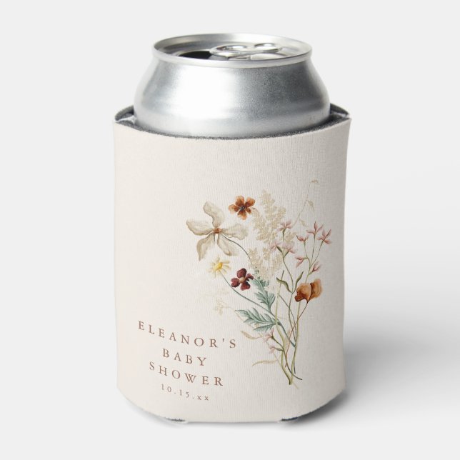 Porta-lata Chuva de Flores Boho Rústico Prado Chá de Bebê Flo (Can Front)