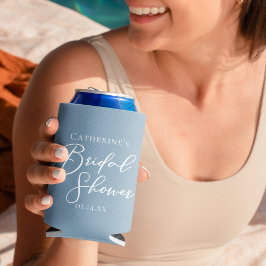 Porta-lata Chuva de Noiva Azul Empoeirado Personalizado com L