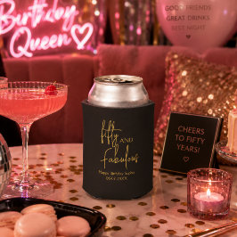 Porta-lata Cinquenta e Fabuloso Foto Dourado Preto Aniversári