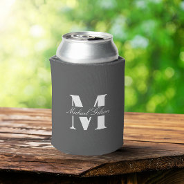Porta-lata Cinza Carvão | Groomsmen de Casamento com Monogram