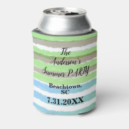 Porta-lata Cinza de Verão Blue Watercolor Stripes