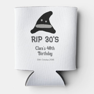 Porta-lata Cinza preto RIP 30's 40º aniversário chapéu de bru