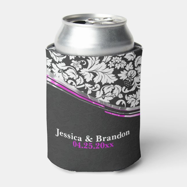 Porta-lata Cinzas Elegantes E Damascos Brancos Com Destaques  (Can Front)