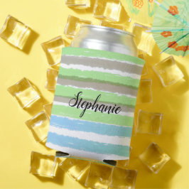 Porta-lata Cinzas Verdes Brisas de Watecolor Azul