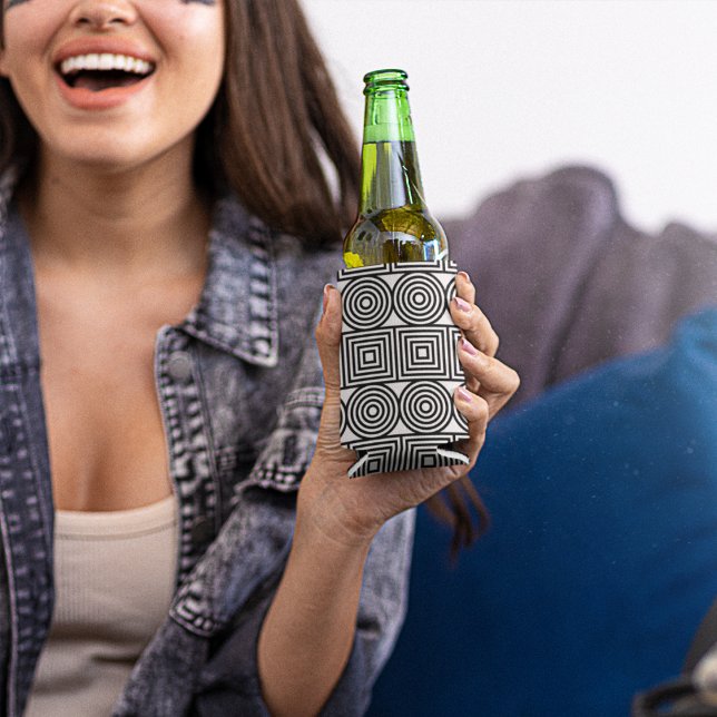 Porta-lata Círculos e quadrados geométricos (geometric shapes cooler)