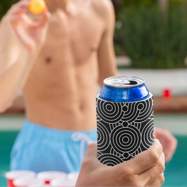 Porta-lata Círculos Geométricos Sem Costura (white geometric circles cooler)