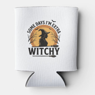 Porta-lata Citação de Halloween Vintage com Bruxaria em Desig