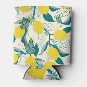 Porta-lata Citrus, borboleta, padrão tropical de verão.