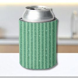 Porta-lata Classic Jade Green Glitter Style Vertical Stripes