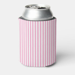 Porta-lata Clássico Chic Fofa Listras Verticais Rosa e Branco
