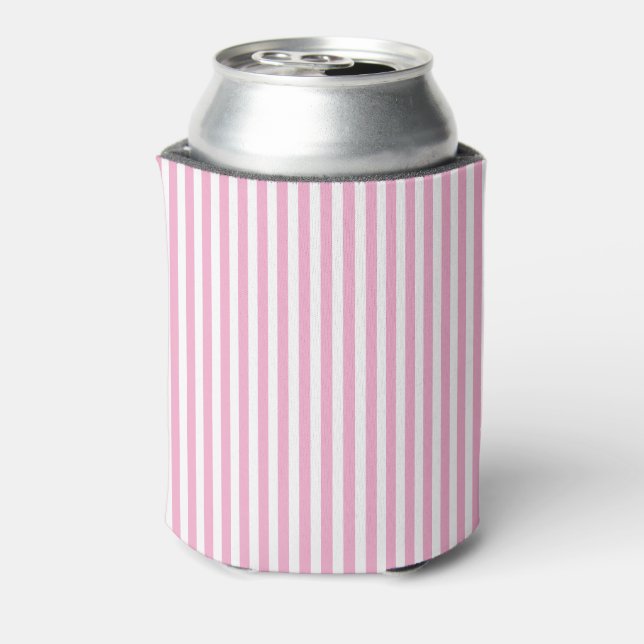 Porta-lata Clássico Chic Fofa Listras Verticais Rosa e Branco (Can Back)