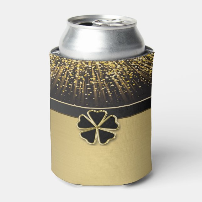 Porta-lata Clássico Elegante Irlandês Shamrock,Faux Dourado C (Can Front)