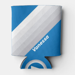 Porta-lata Cloudy Blue Sky Stripes with Name