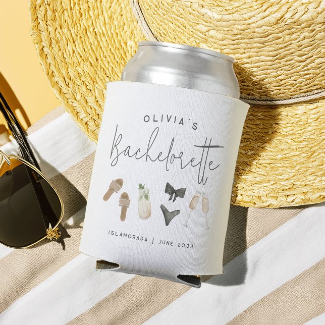 Porta-lata Coastal Summer Personalized Bachelorette Party (Criador carregado)