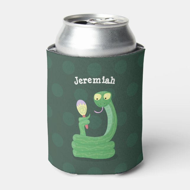 Porta-lata Cobra verde engraçado com desenhos de maraca (Can Front)