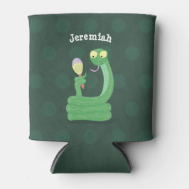 Porta-lata Cobra verde engraçado com desenhos de maraca