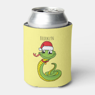 Porta-lata Cobra verde-giro com desenho animado de chapéu de