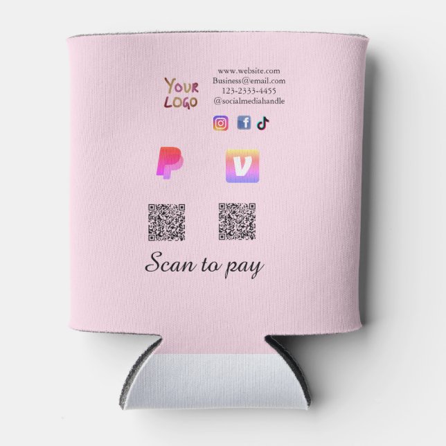 Porta-lata código QR pagar PayPal venmo digitalize pagar adic (Frente)