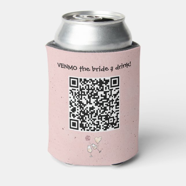 Porta-lata Código QR personalizado Venmo a Noiva Uma Bebida   (Can Back)