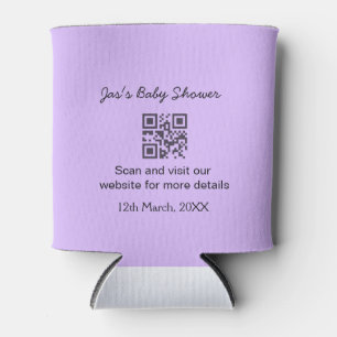 Porta-lata Código QR simples roxo para chá de bebê adicionar