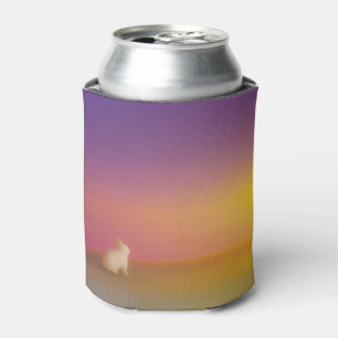 Porta-lata Coelho Branco Bonito no Monte Grassy no nascer do