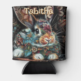 Porta-lata Coelho Branco Personalizado Floral Personalizado