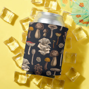 Porta-lata Cogumelos Selvagens em preto de grafite