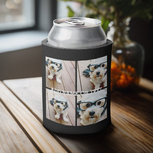 Porta-lata Colagem de 4 fotos - ESCOLHA SUA COR do FUNDO