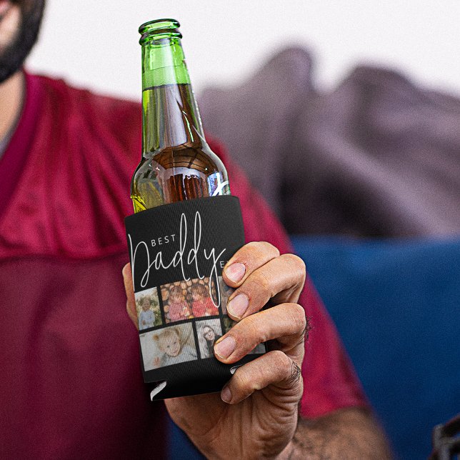 Porta-lata Colagem de Fotografias do Pai Personalizado Preto  (Criador carregado)