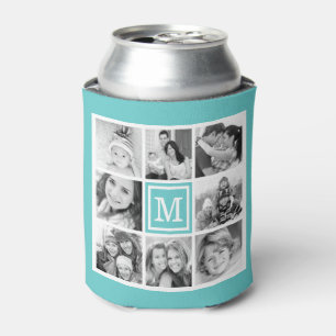 Porta-lata Colagem de Fotografias do Turquoise Monogram Insta