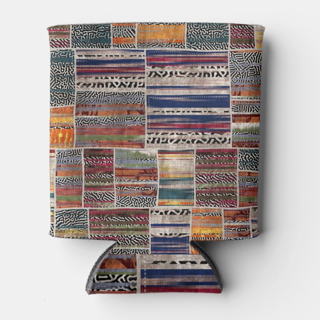 Porta-lata Colagem de retalhos: padrão de colcha mista. (Frente)