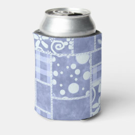 Porta-lata Colcha Louca Padrão Floral Xadrez Azul