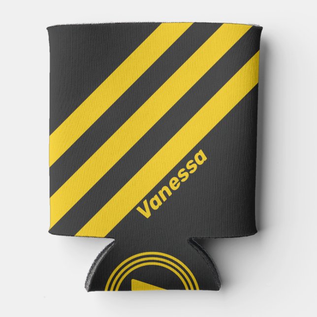 Porta-lata Colete Amarelo Retroativo Três Fitas com Nome (Frente)