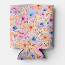 Porta-lata Colorful Watercolor Wildflowers Floral Pattern