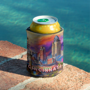 Porta-lata Colorida Cincinnati Skyline Abstrato Art