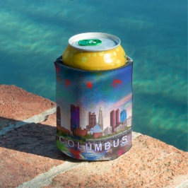 Porta-lata Colorida Columbus Skyline Abstrato Art