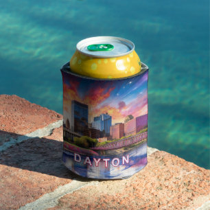 Porta-lata Colorida Dayton Skyline Abstrato Art