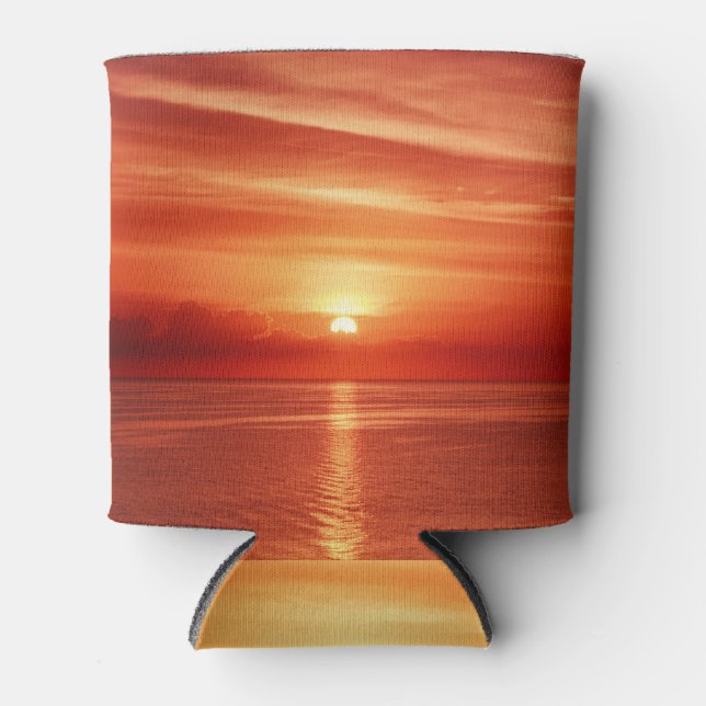 Porta-lata Colorida nascença no mar, nuvens dramáticas. (Frente)