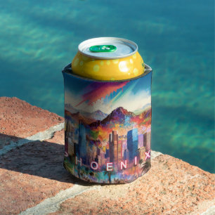 Porta-lata Colorida Phoenix Skyline Abstrato Art
