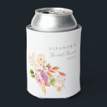 Porta-lata Colorida Watercolor Floral Brunch Chá de Borracha<br><div class="desc">Ilustração Floral Colorida Por Aquarela Com Chá de panela De Bolha De Brunch</div>