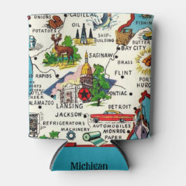 Porta-lata Colorir Mapa de Michigan Vintage