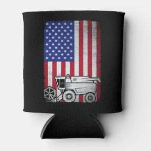 Porta-lata Combine Harvester American Flag Farmer Agriculture
