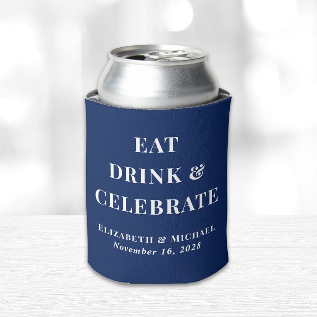 Porta-lata Comemore Casamento Azul Marinho Comer Beber (Criador carregado)