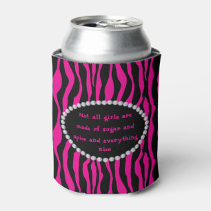 Porta-lata Cómico - zebra cor-de-rosa, diamantes não todas