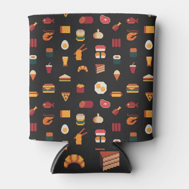 Porta-lata Comida de arte em pixels, textura perfeita. (Frente)