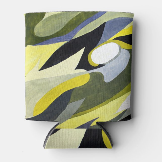 Porta-lata Composição abstrato Gouache: Amarelo, Cinza, Preto (Frente)