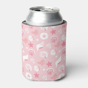 Porta-lata Conchas de Rosa Pastel e Padrão Sem Costura de Cor
